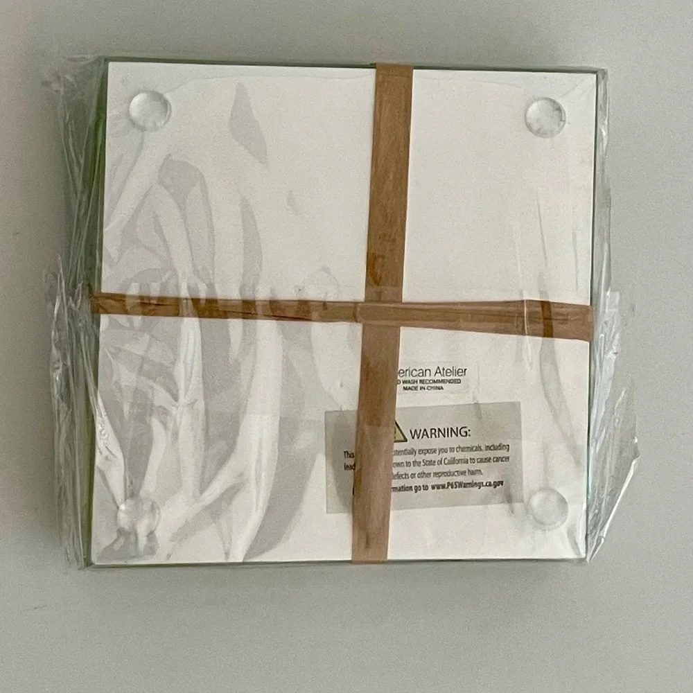 NWT American Atelier Glass Drink Coasters 4